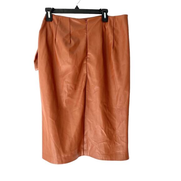 Eloquii Faux Leather Brown Cognac Wrap Skirt NWTs size 14 - Picture 4 of 6